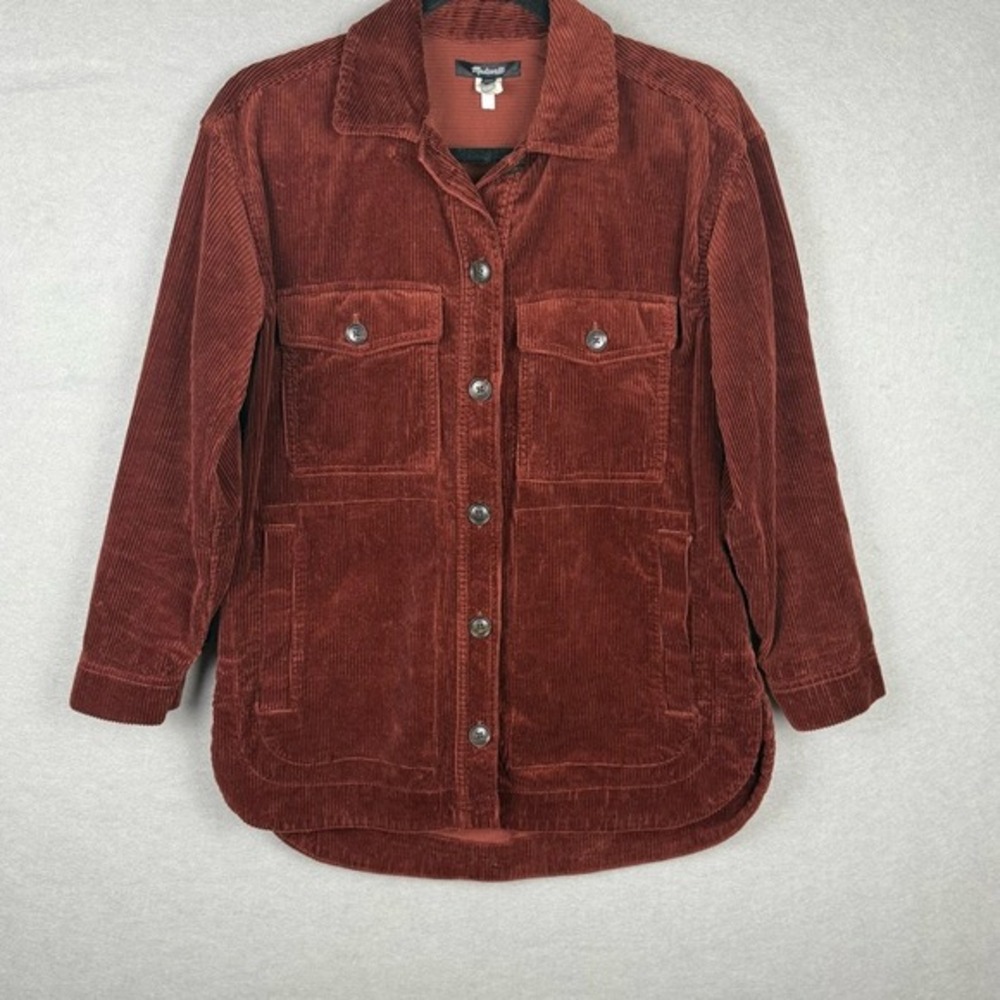 Madewell Corduroy Yorkway Utility Shacket XXS Brownish-Red‎